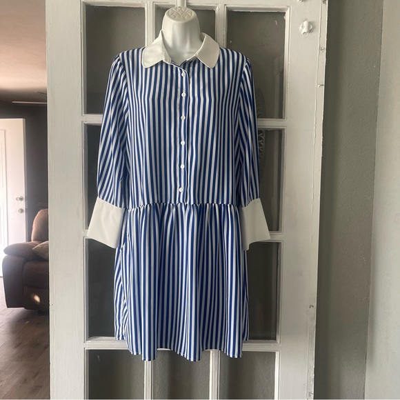 Tuckernuck Hayes Blue and White Striped Shirt Dress - Picture 3 of 11